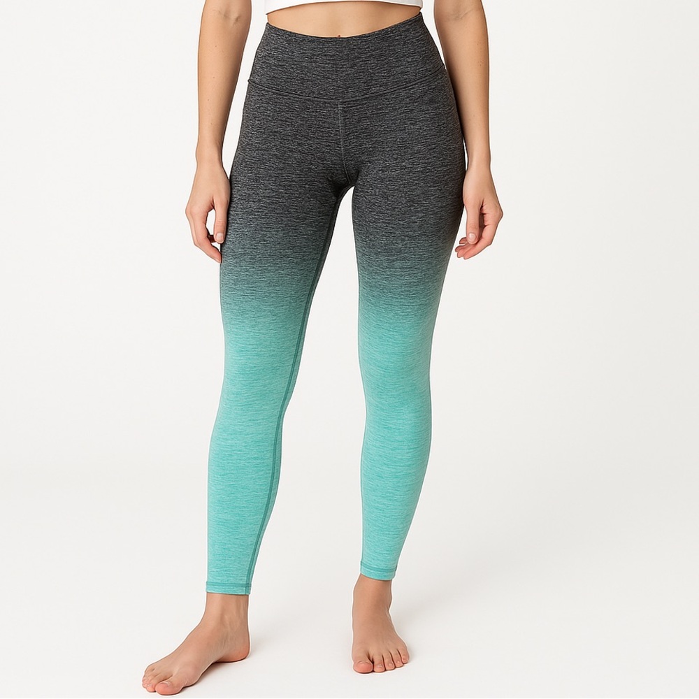 Green and Grey Leggings Ombre Full Length Activewear Small Medium Petites New